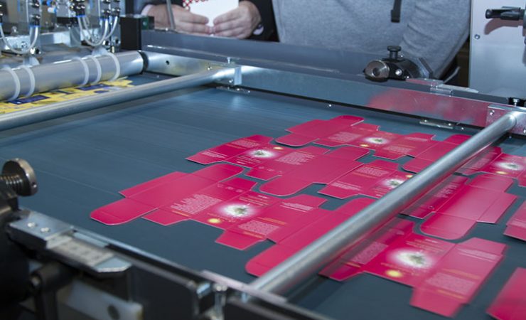 carton cardboard being printed and converted to folding box